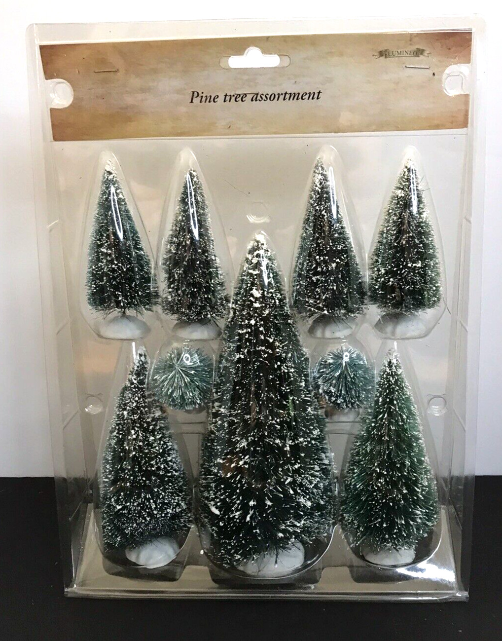Vtg Lumineo Pine Tree 9 Piece Assorted Christmas Village Trees Decor T1