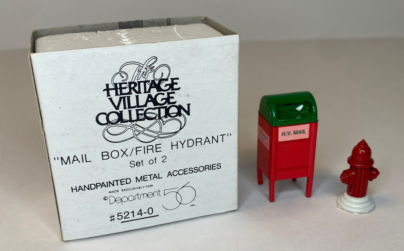 DEPT 56 MAIL BOX & FIRE HYDRANT ACCESSORY HERITAGE DICKENS SNOW VILLAGE 5214-0