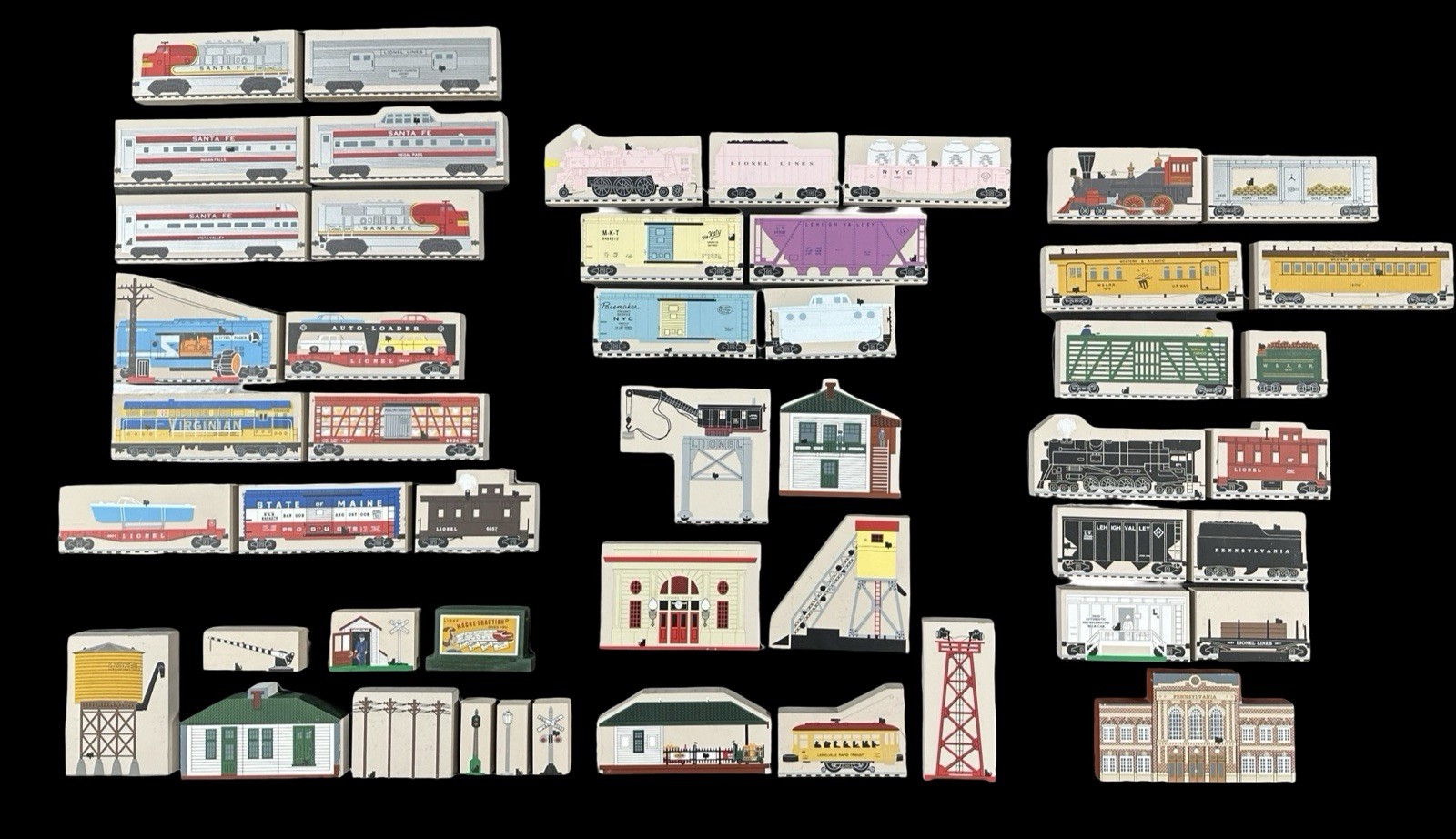 Vintage Cat’s Meow Village Lionel Train Collection 1994-1998 (Lot of 49 Pieces)