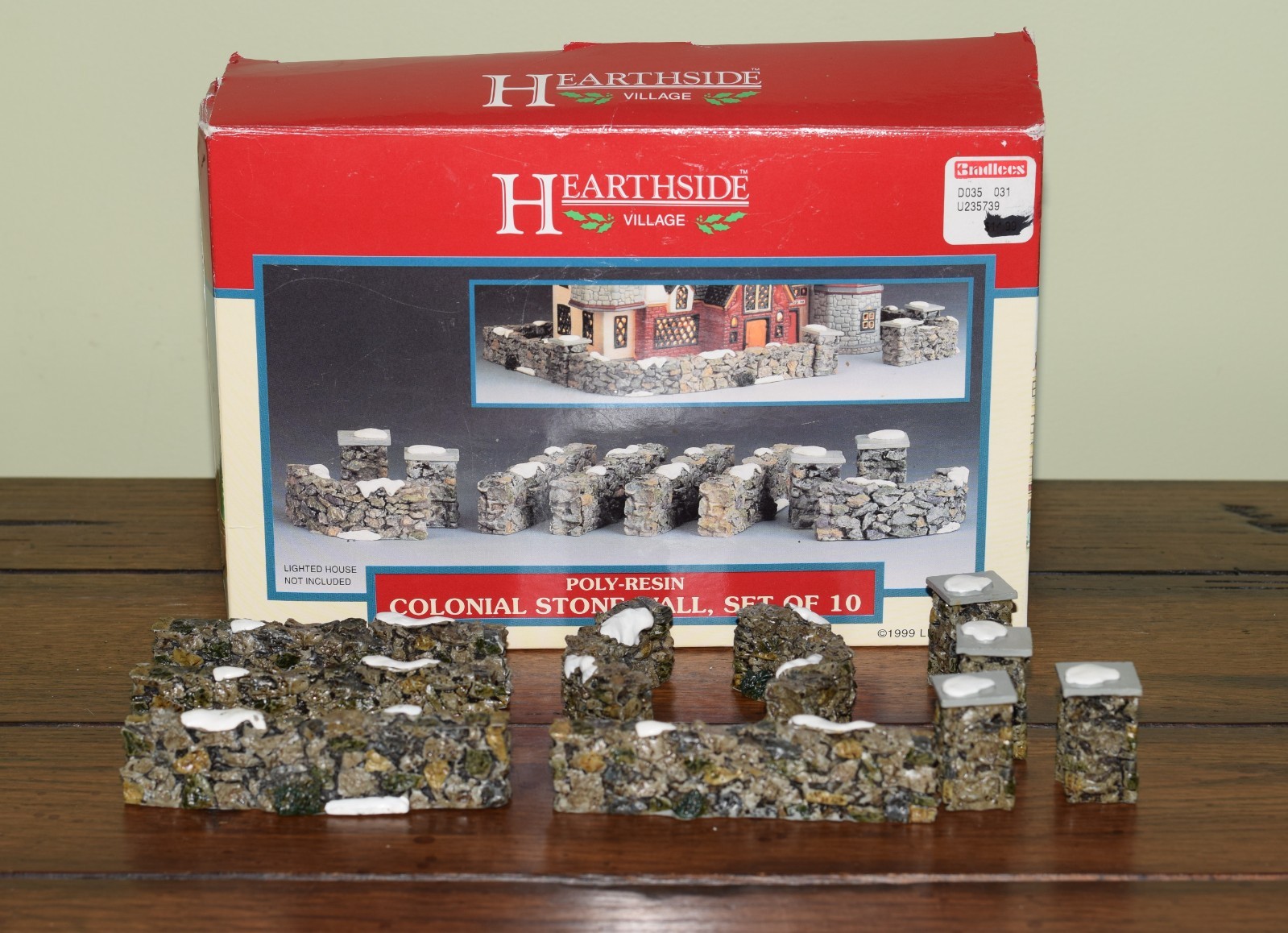 LEMAX HEARTHSIDE CHRISTMAS VILLAGE COLONIAL STONE WALL 10 PIECES COMPLETE