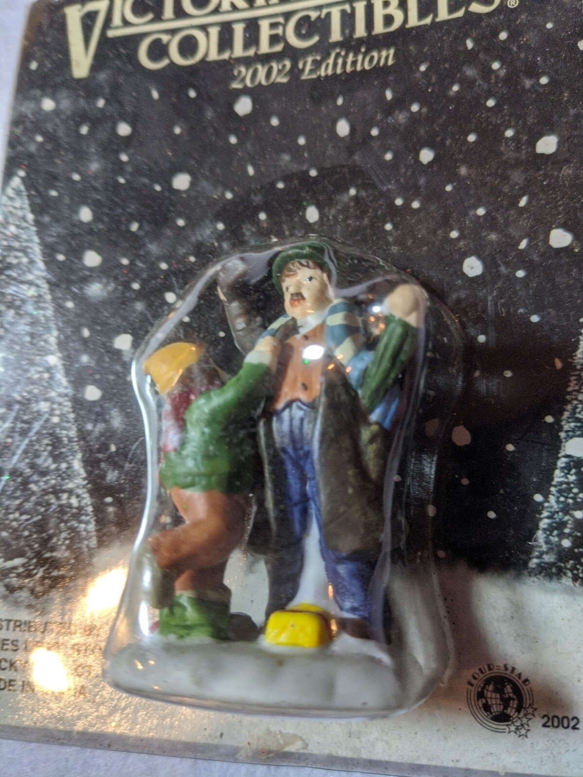 Victorian Village Collectibles Christmas 2002 Victorian Man + Young Girl Playing
