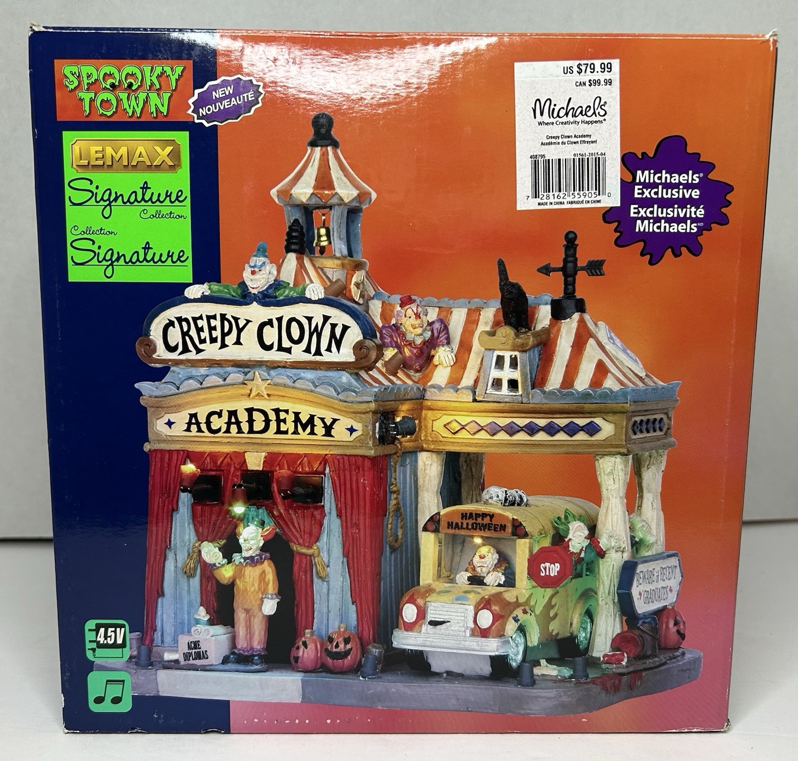 Lemax Spooky Town Halloween ~ 2016 CREEPY CLOWN ACADEMY #55905 Lighted Building