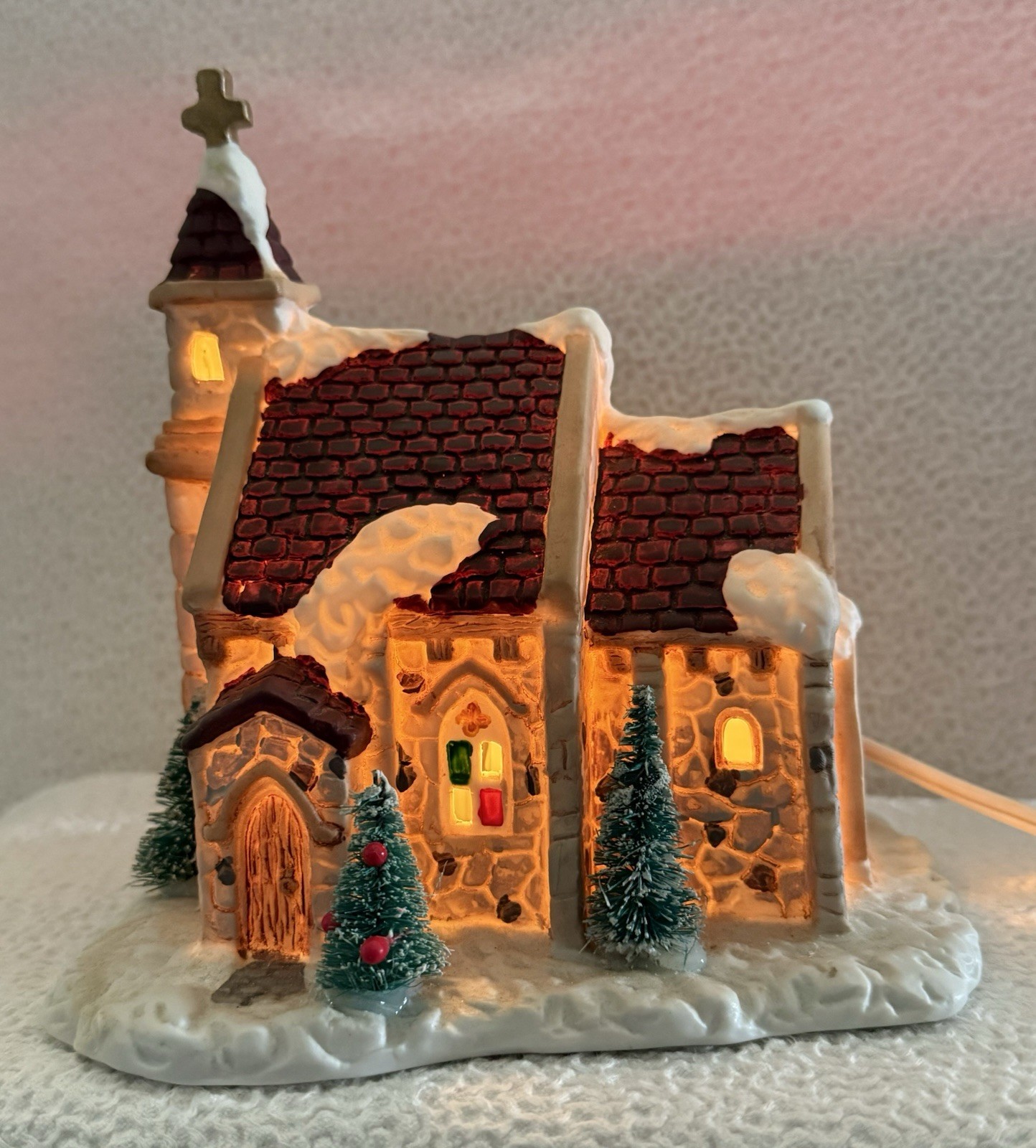 Seasonal Specialties Christmas Village Church Lighted 7 X 7 Inch 1991