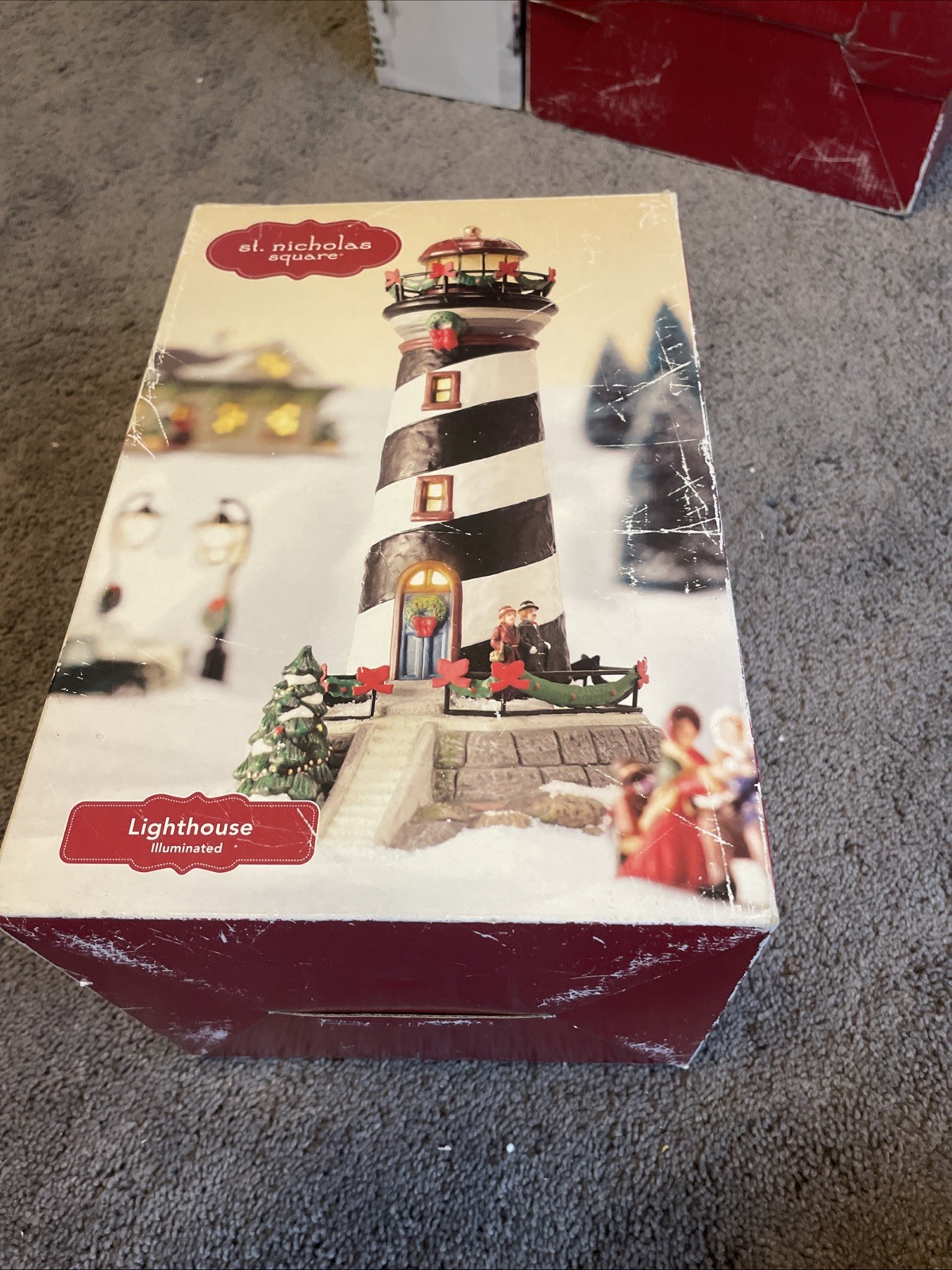 St. Nicholas Square Village Illuminated Lighthouse 2005 In Box