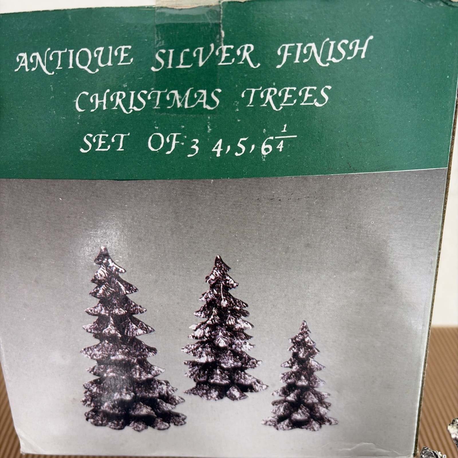 Leeber LTD 1995 Christmas Trees Silver (3) Staggered Sizes 4″-5″-6″ Solid