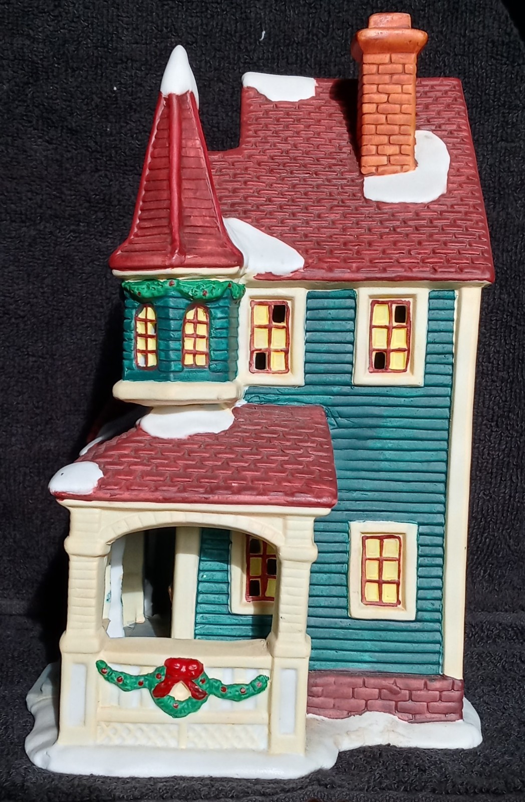 Christmas Village lit Queen Anne Victorian Home