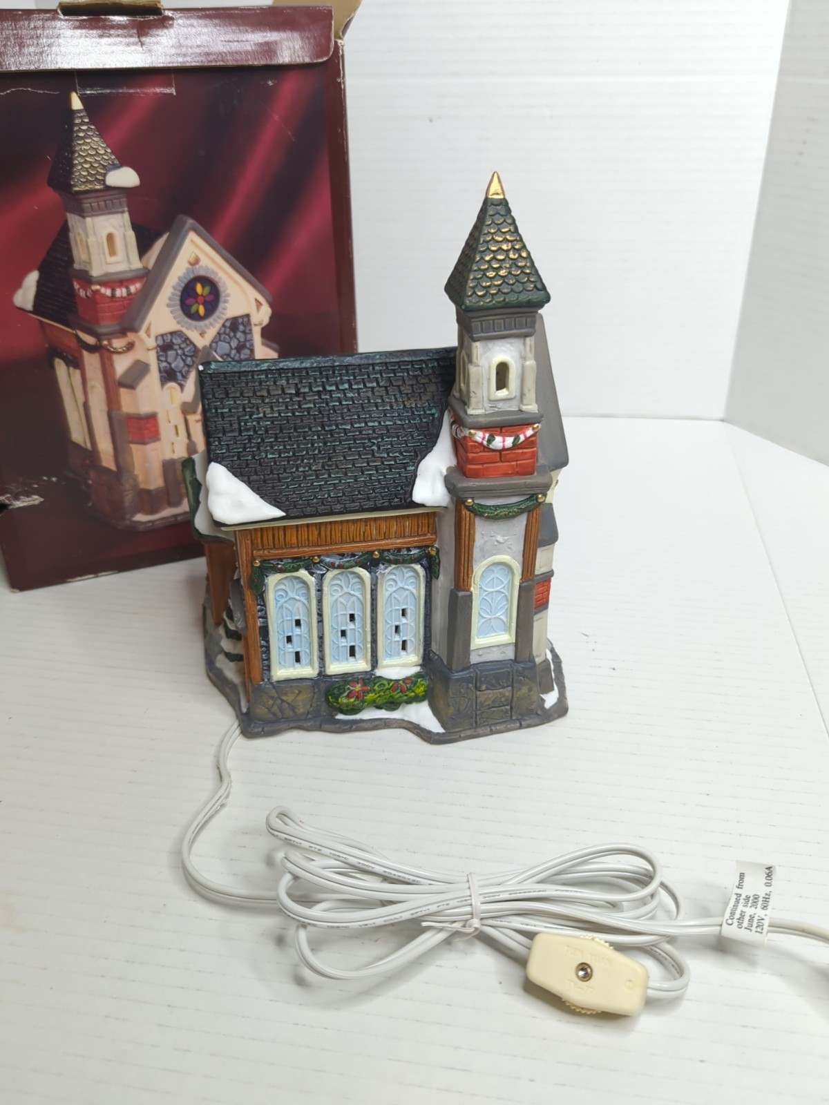 Galleria Christmas Village Church – Hand-Painted Porcelain with Light & Cord