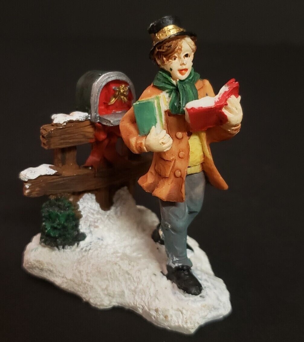 Holiday Time Santas Workbench Christmas Village Victorian Man Mail Book Bookworm