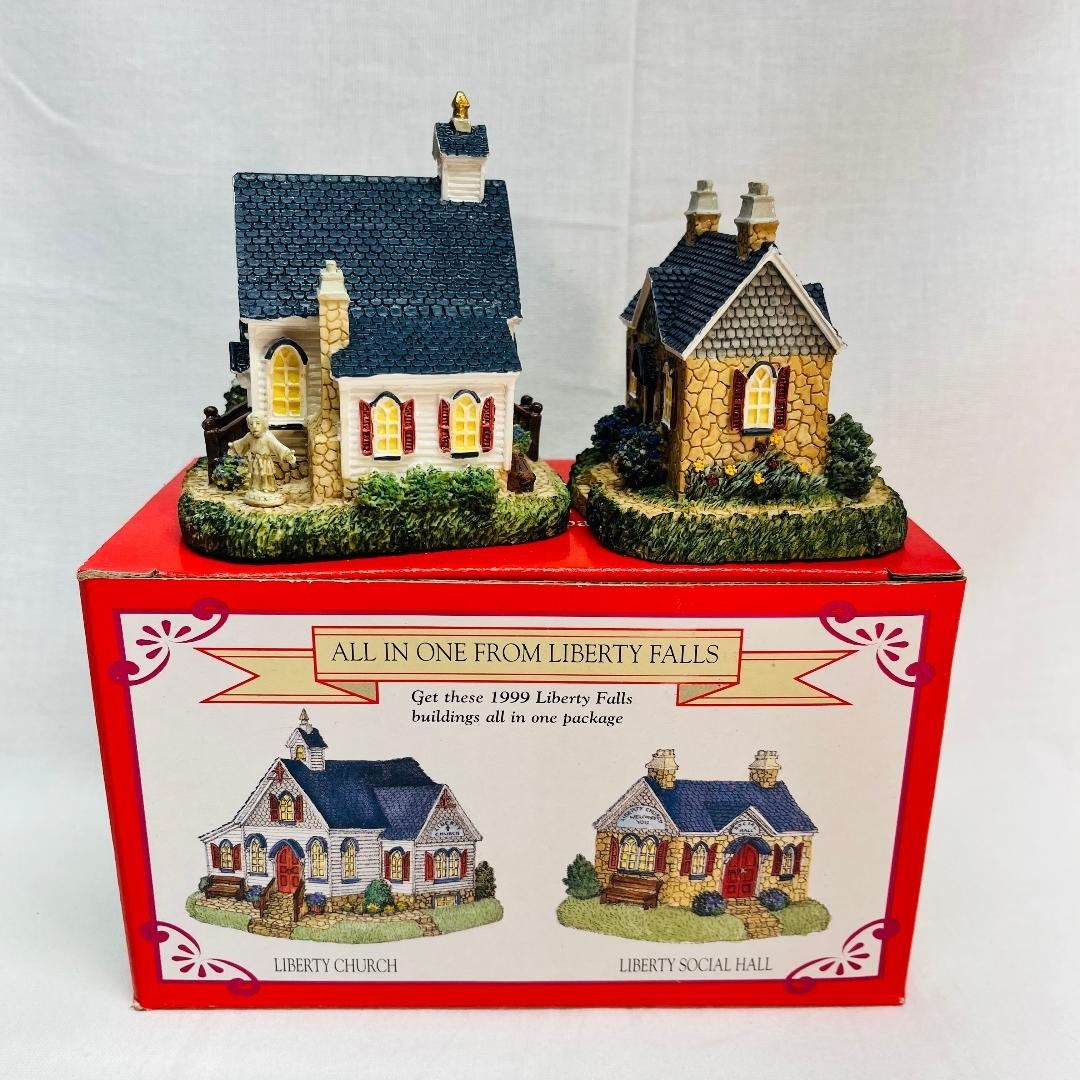 VTG 1999 Liberty Falls Church & Social Hall Old Western Style HSE9a-b Size Desc