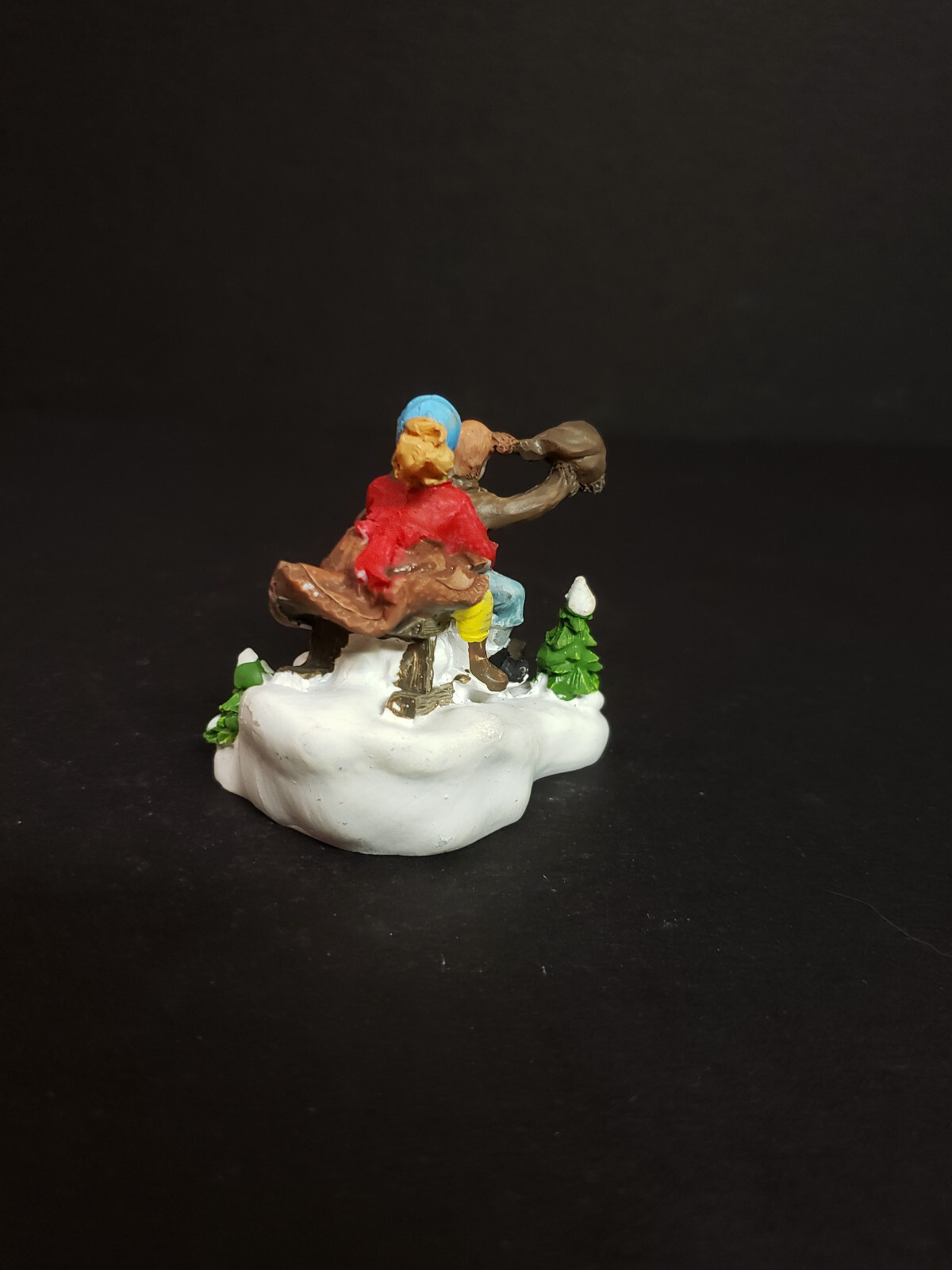 Holiday Time Santas Workbench Christmas Village Boys Kids Sledding Fun Sled