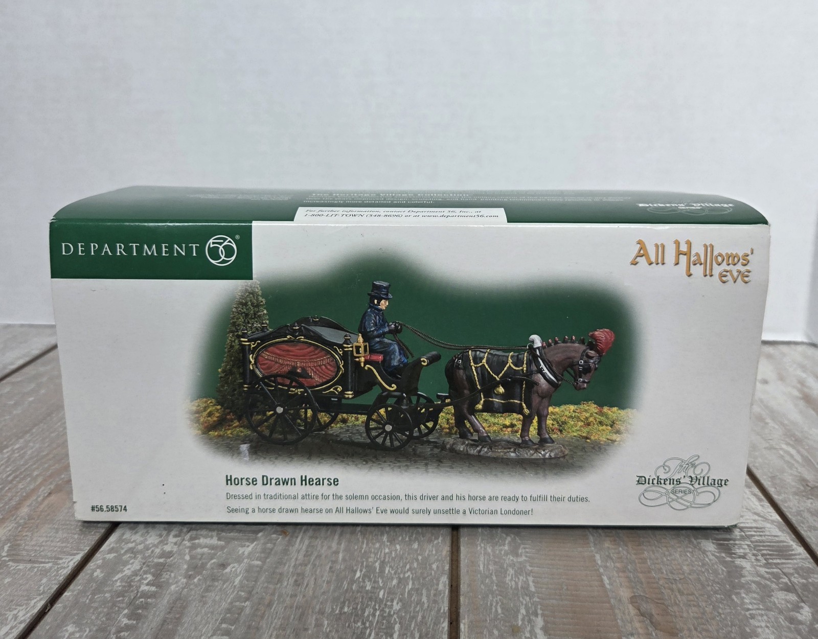Dept 56 All Hallows’ Eve Halloween Horse Drawn Hearse Dickens’ Village Series…