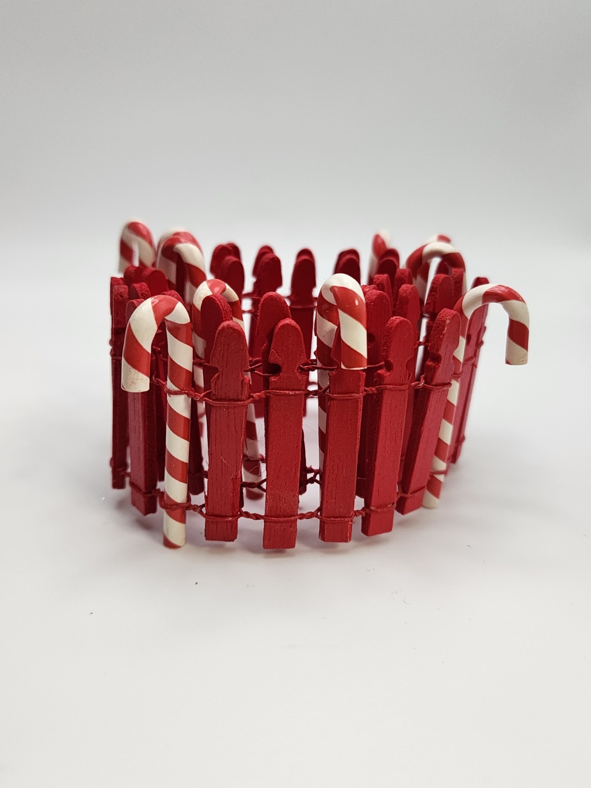 Christmas Village Accessories Candy Cane Fence Elves Snow Village Set of 2