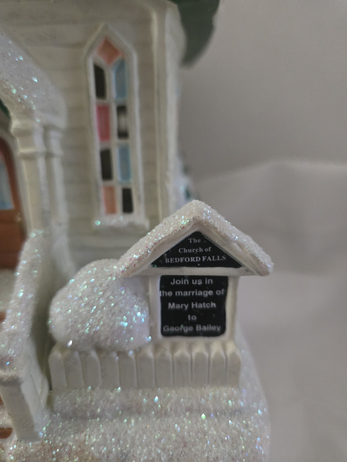 Snow Church Bedford Falls Christmas Village Ceramic It’s a Wonderful Life