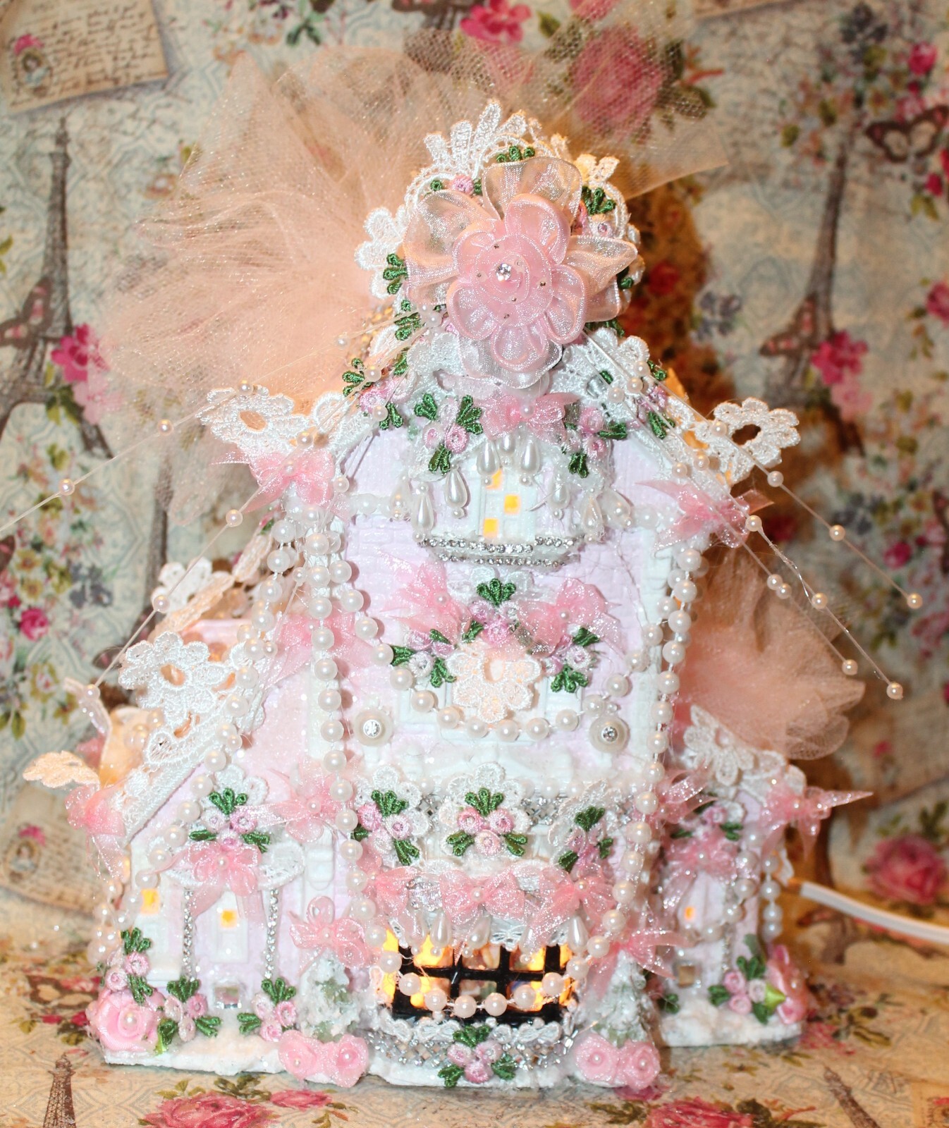 Shabby Chic Pink Christmas Village Victorian Village Shabby Pink Christmas
