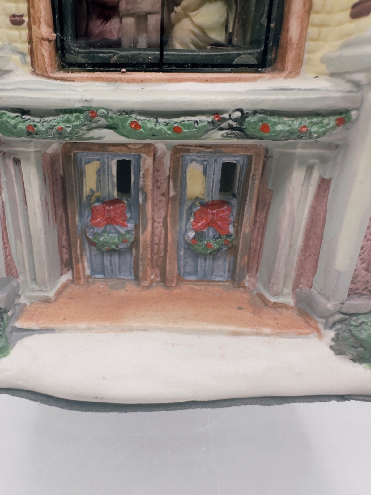 Vintage Christmas Village City Hall Lighted Building Animated Window Scene