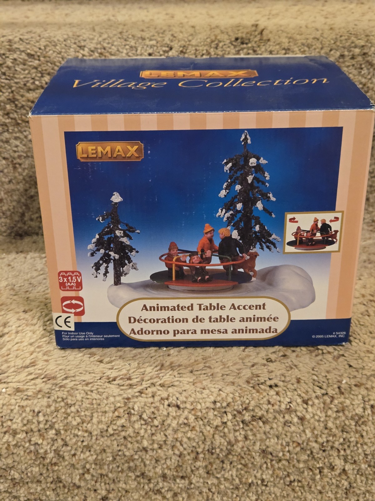 Lemax 54326 Around We Go Village Table Accent Animation 2005 *Works*