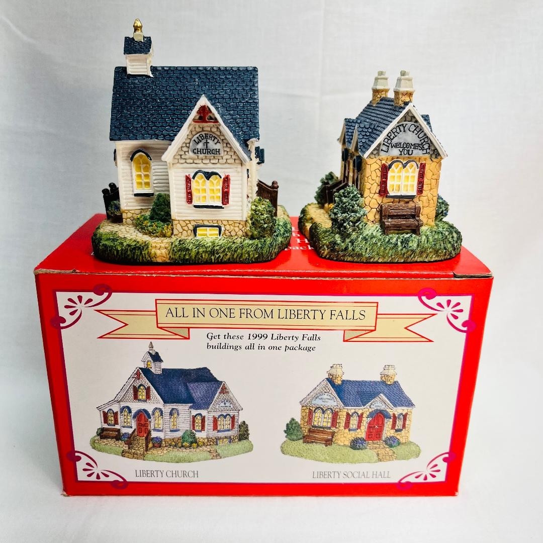 VTG 1999 Liberty Falls Church & Social Hall Old Western Style HSE9a-b Size Desc