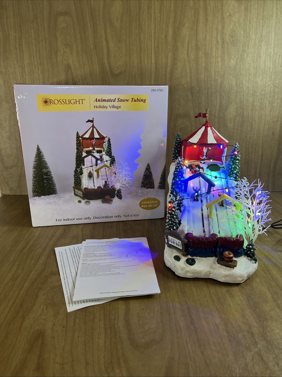 Crosslight Animated Snow Tubing Hill Holiday Christmas Village Lights And Music