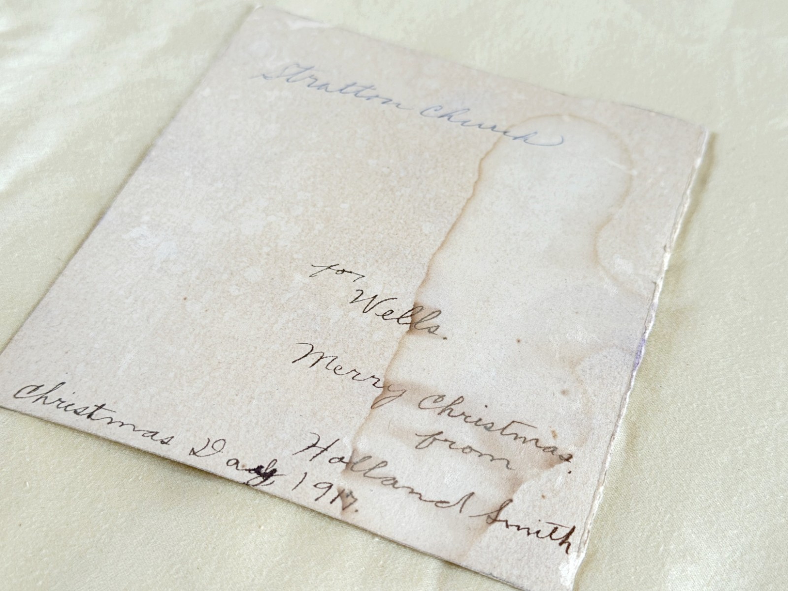 1917 Stratton Church Photo – Christmas Day Gift – Holland Smith to Wells