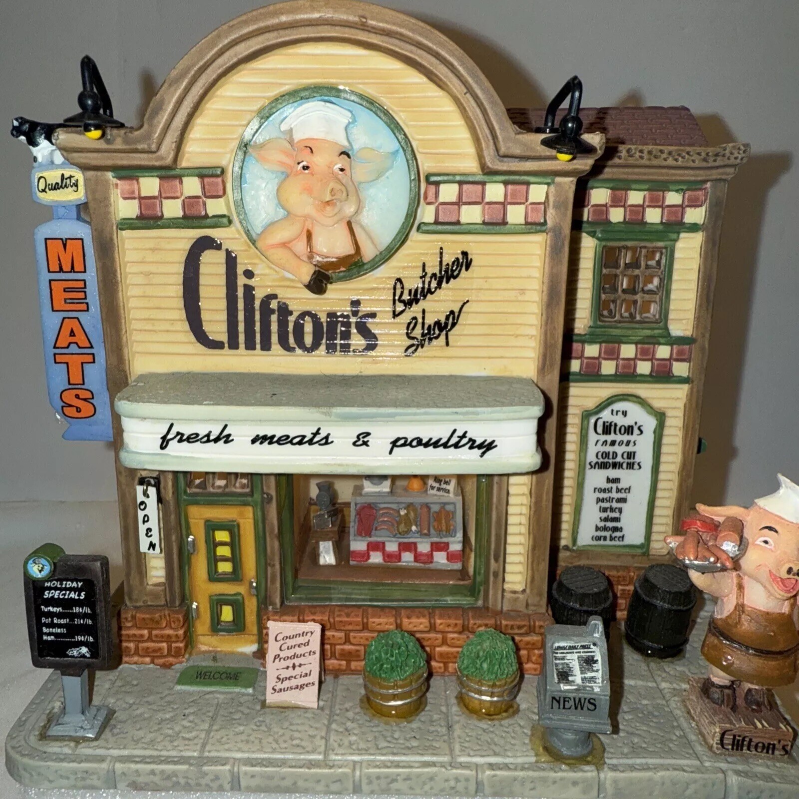 LEMAX 75517 CLIFTON’S BUTCHER SHOP COVENTRY COVE LIGHTED BUILDING