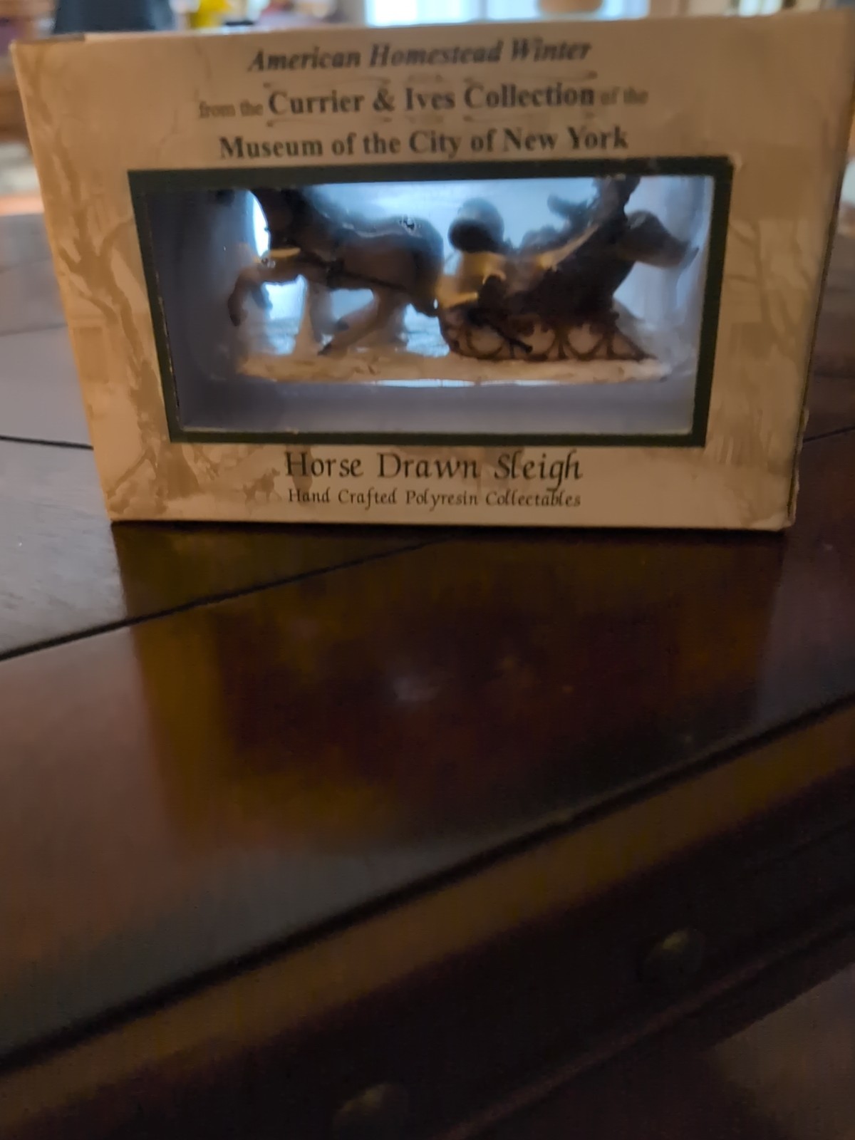 Currier & Ives “American Homestead Winter” Horse-Drawn Sleigh Polyresin Figurine