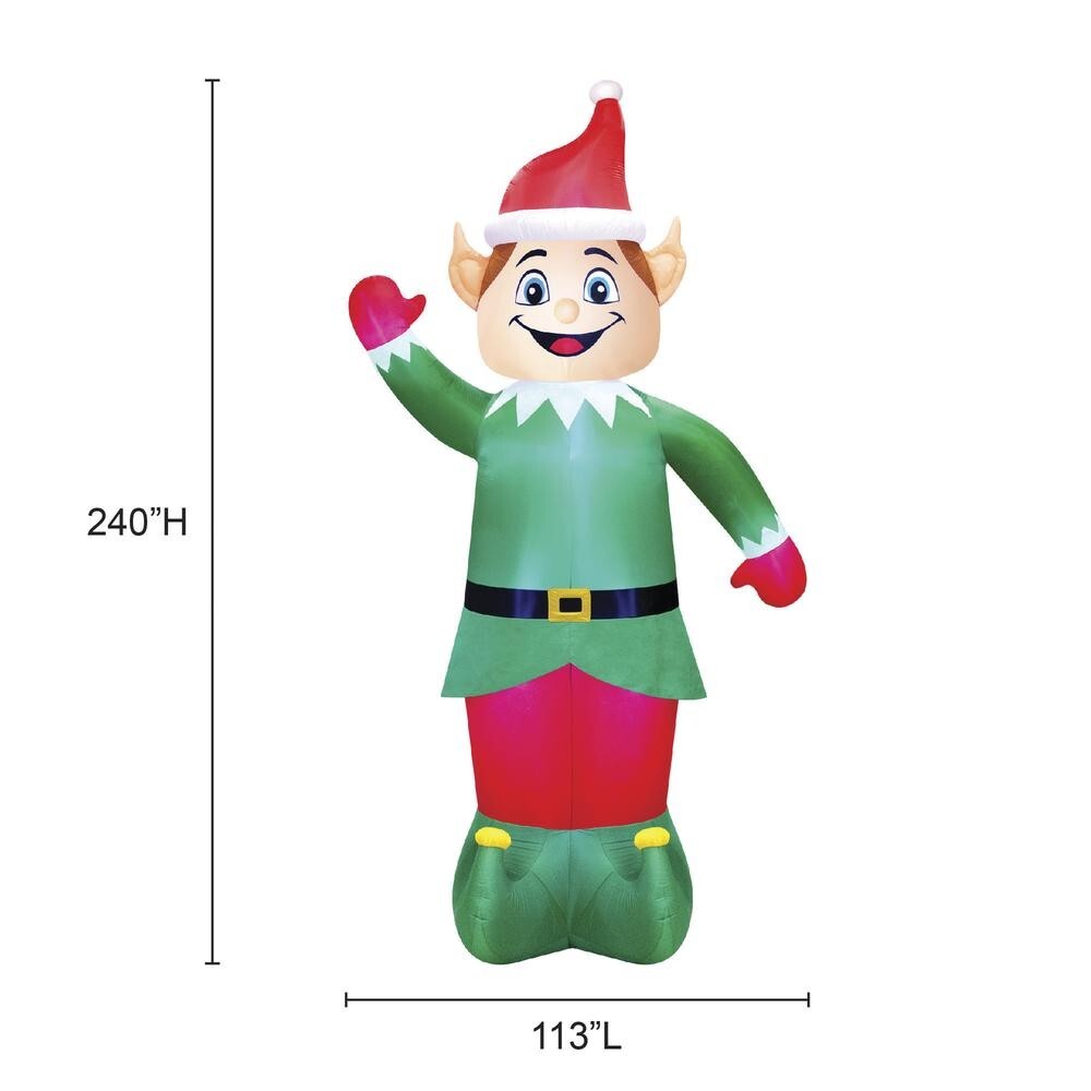 20′ LED Giant Joyful Elf w/ Santa Hat Christmas Inflatable Outdoor Holiday Decor