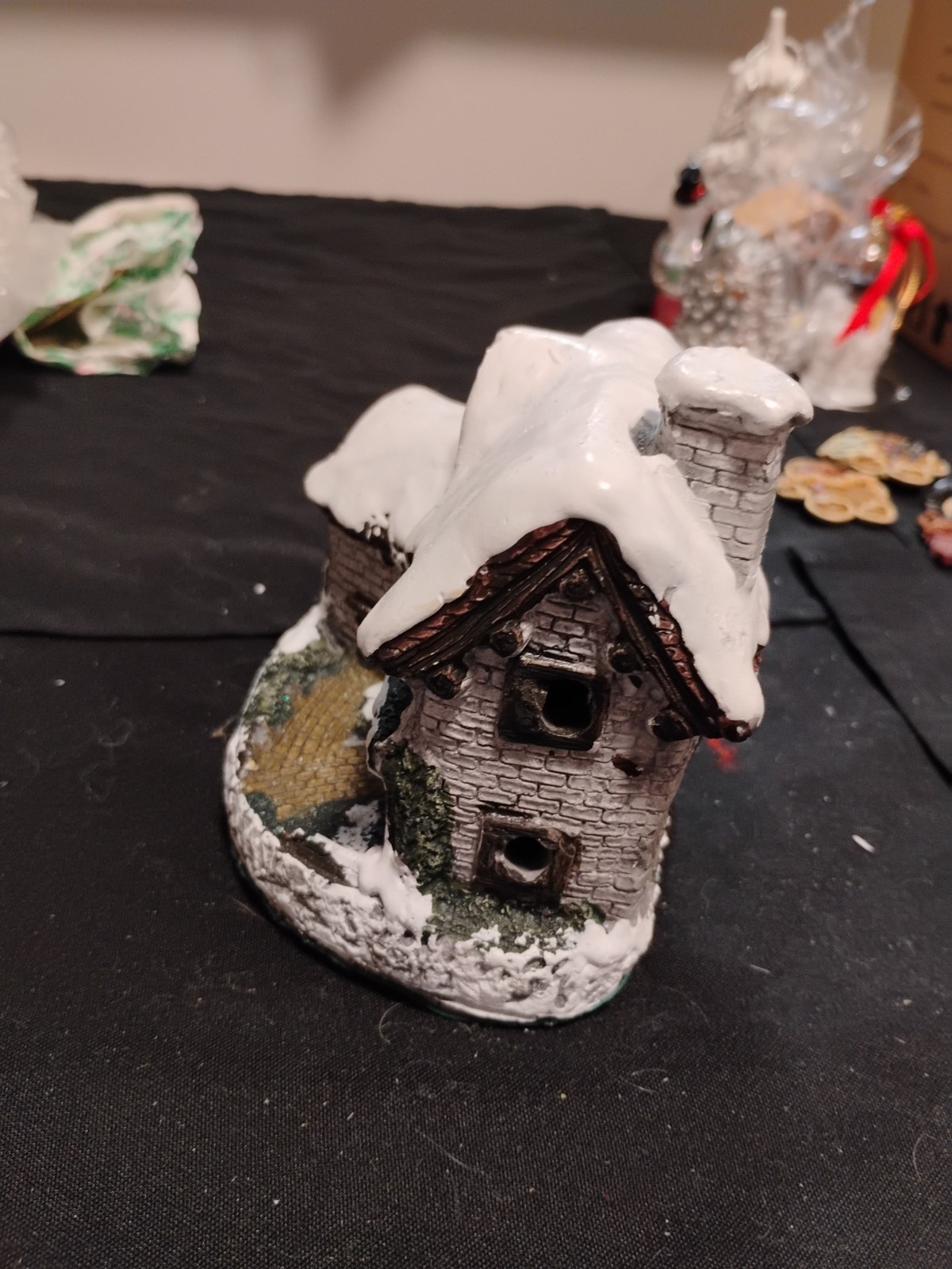 Hand Painted Cottage Charmers Lighted Snow House, Vintage Handcrafted Porcelain