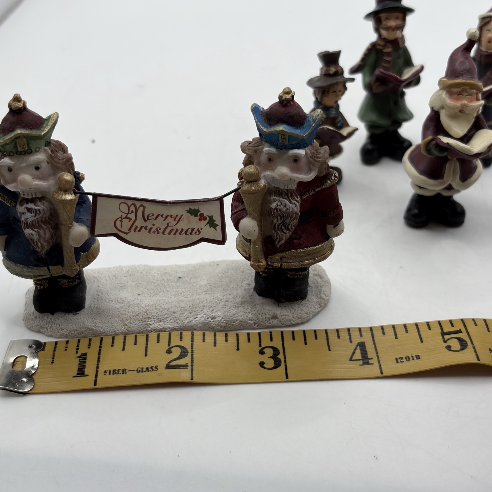 VTG Set Of Christmas Village Pieces People Figures Miniature Carolers Lot Of 7