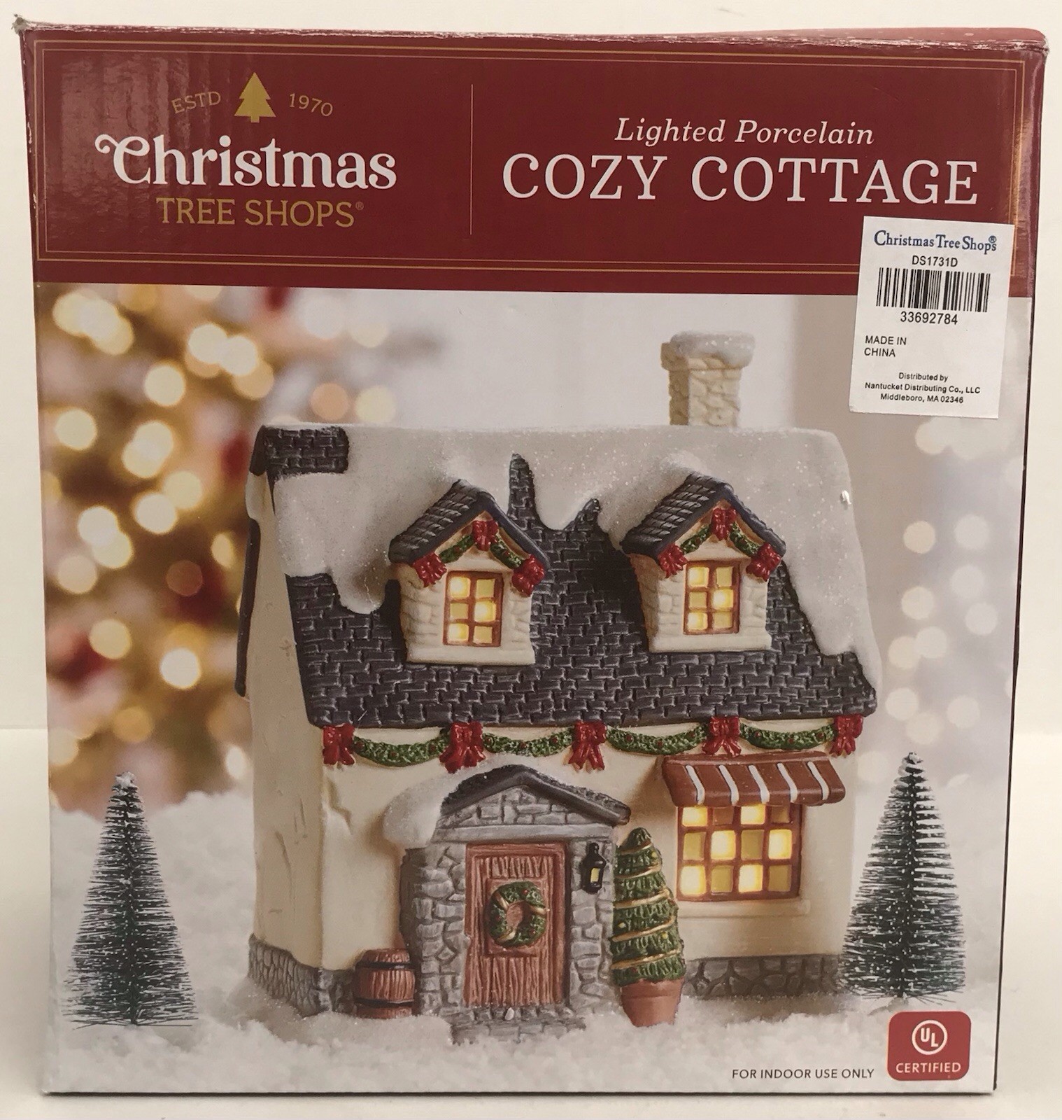 Cozy Cottage Christmas Tree Shops Lighted Porcelain Village Building