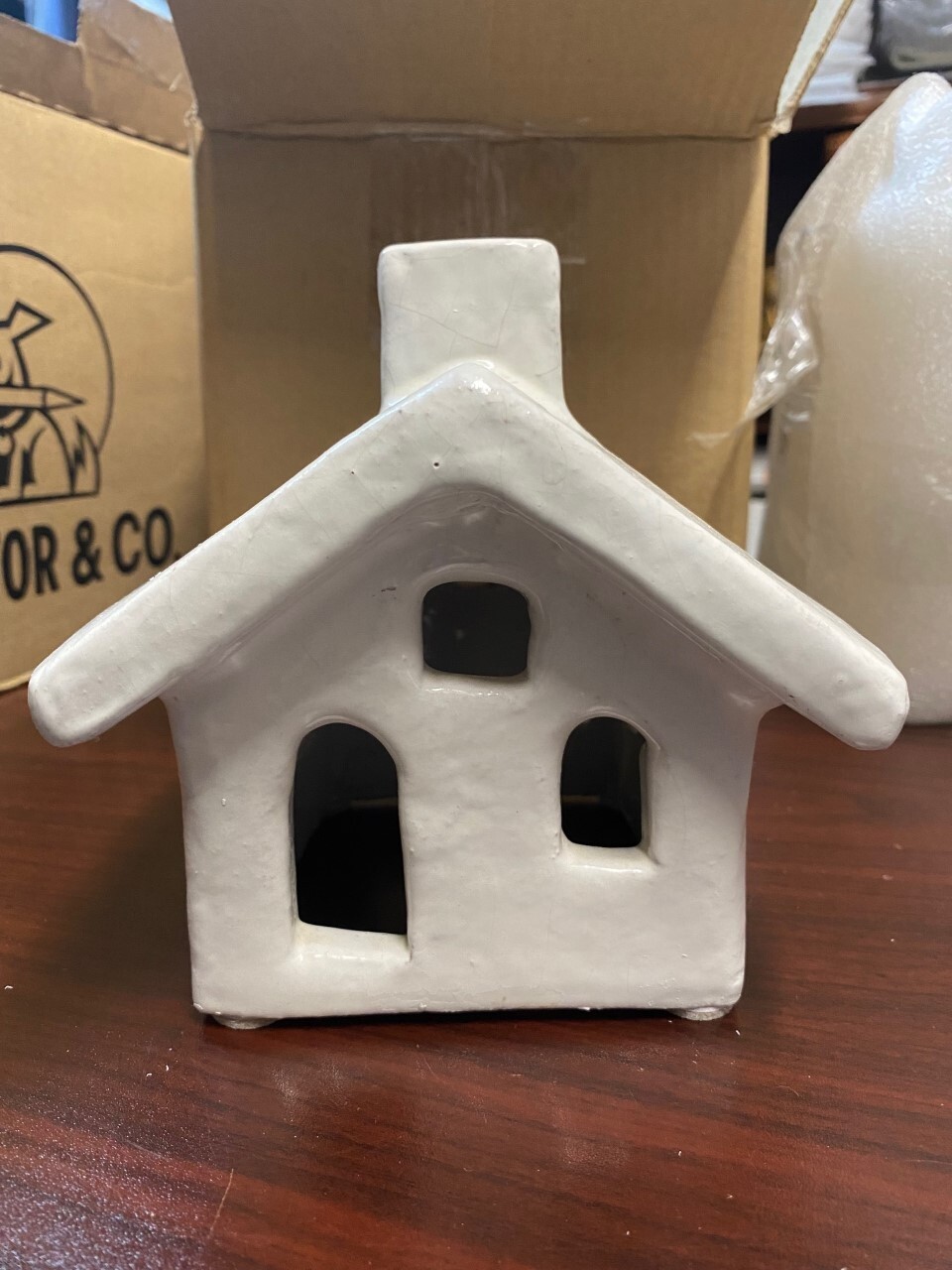 NEW Pottery Barn Handmade Ceramic Christmas Village House White Small Lg NWT
