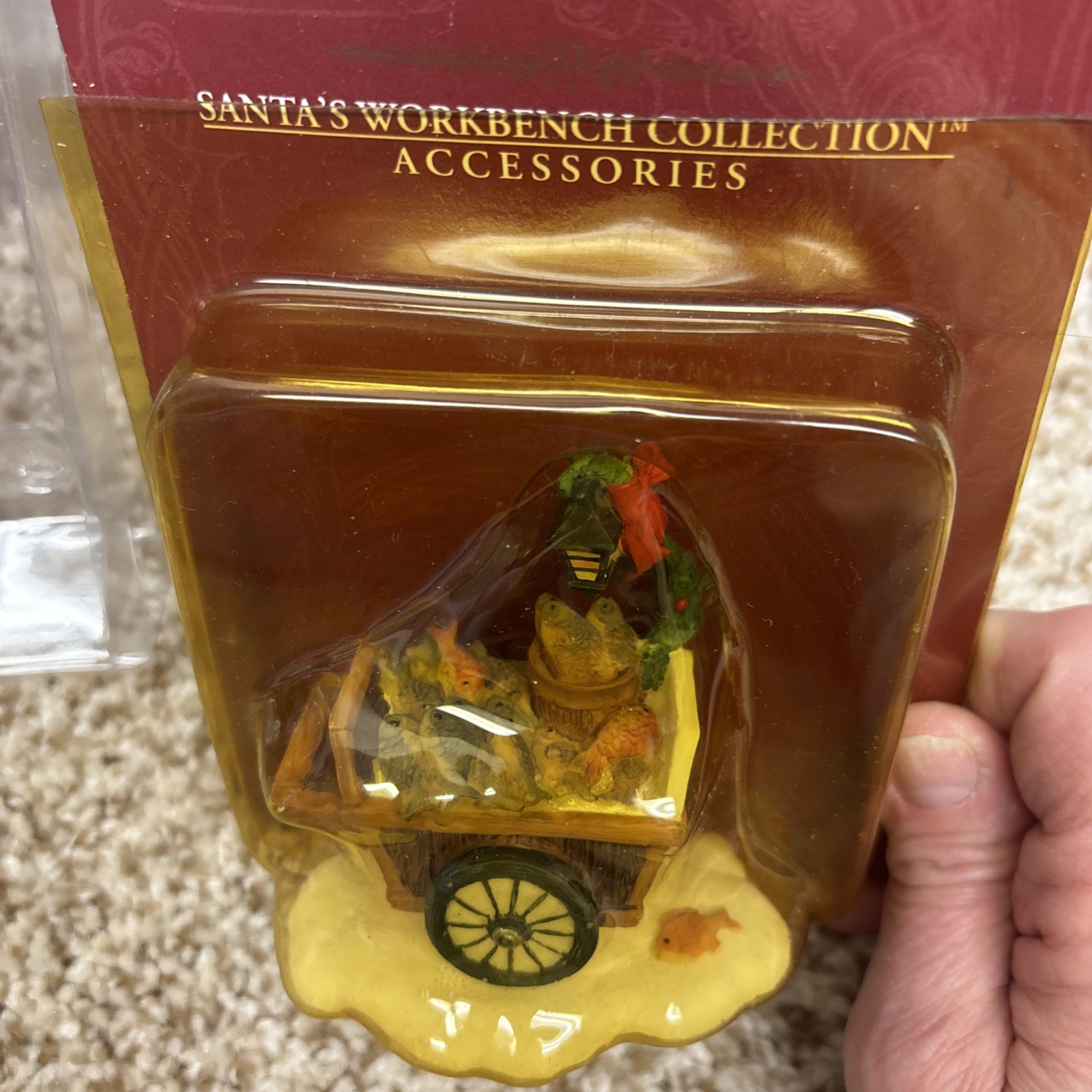 Vtg. Lot Of 5 Christmas Village Fishing Figurines and Wooden Bridge **Some New
