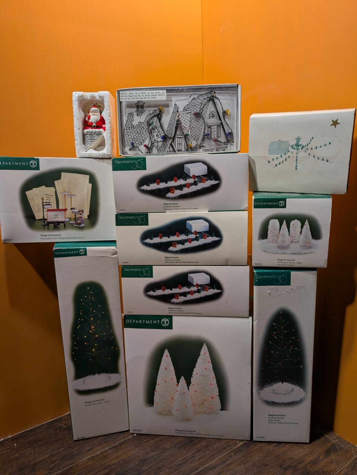 Dept 56 Twinkle Lit Brite White Tree Tip Shrub Luminaries Christmas Village Lot