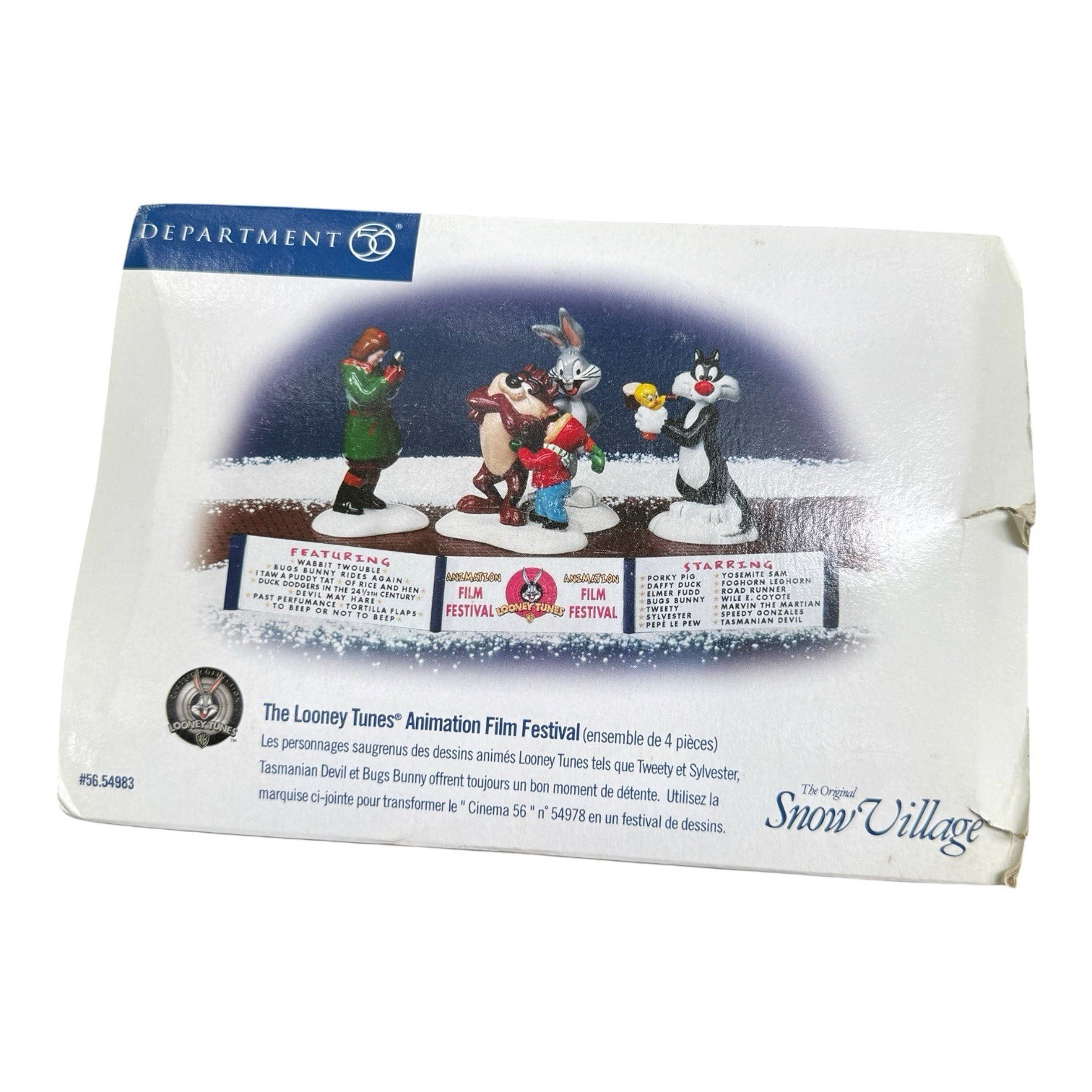 Department 56 Snow Village Looney Tunes Animation Film Festival Taz Tweety