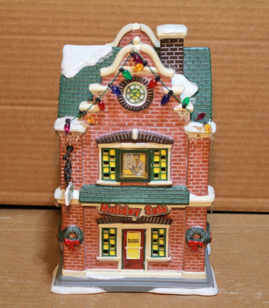 Department 56 Christmas Story Schultz Optometry Light Up Building W Flag *READ*