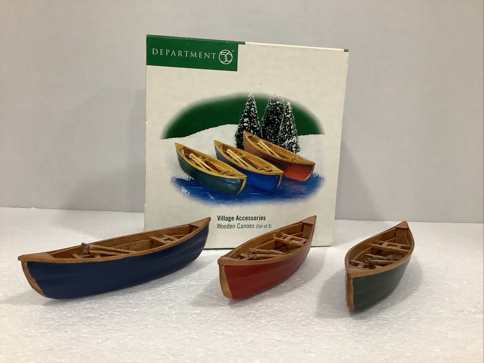 Department 56 Dickens Village Series Accessory #52830 “Wooden Canoes” Set Of 3