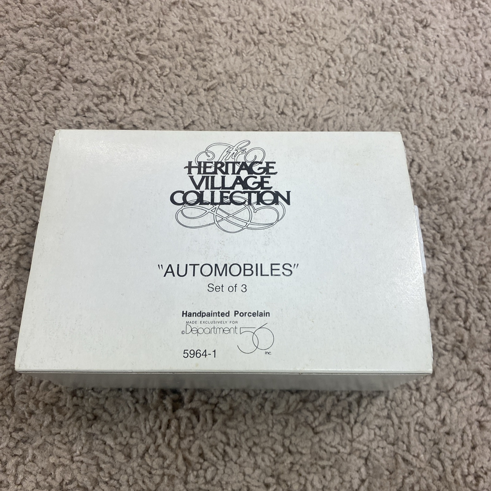 DEPT 56 Heritage Village Collection 1987 Automobiles #59641 Boxed 3 pc Set EUC