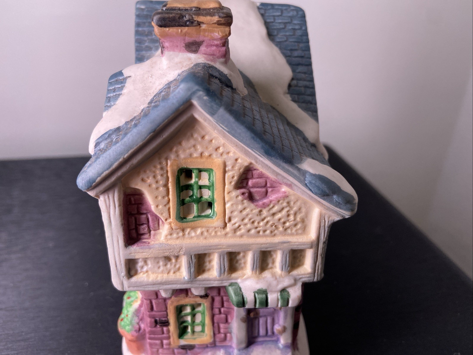 Christmas Village Flower Shop Snowy Roof Hand Painted Details Lighting Capable