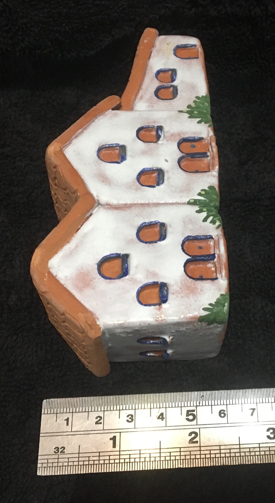 Vintage Mediterranean Ceramic Mini House Village Figurine Hand-Painted