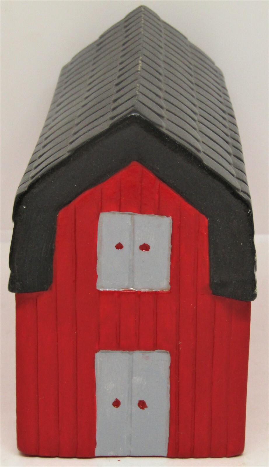 Vintage Hand-Painted Red and Black Ceramic Barn.