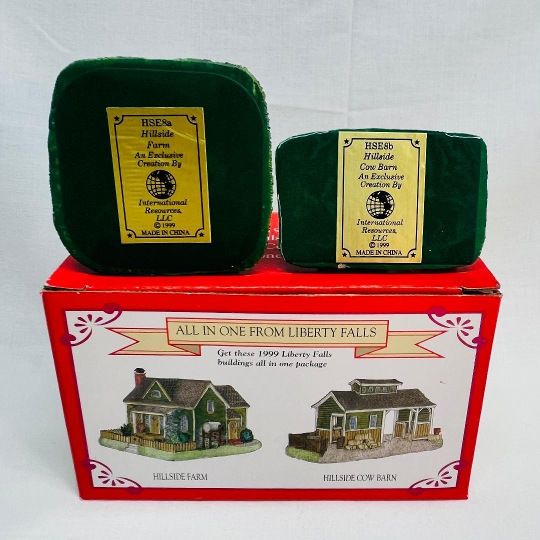 VINTAGE 1999 Liberty Falls Hillside Farm #HSE8a Cow Barn #HSE8b See Size Descrip