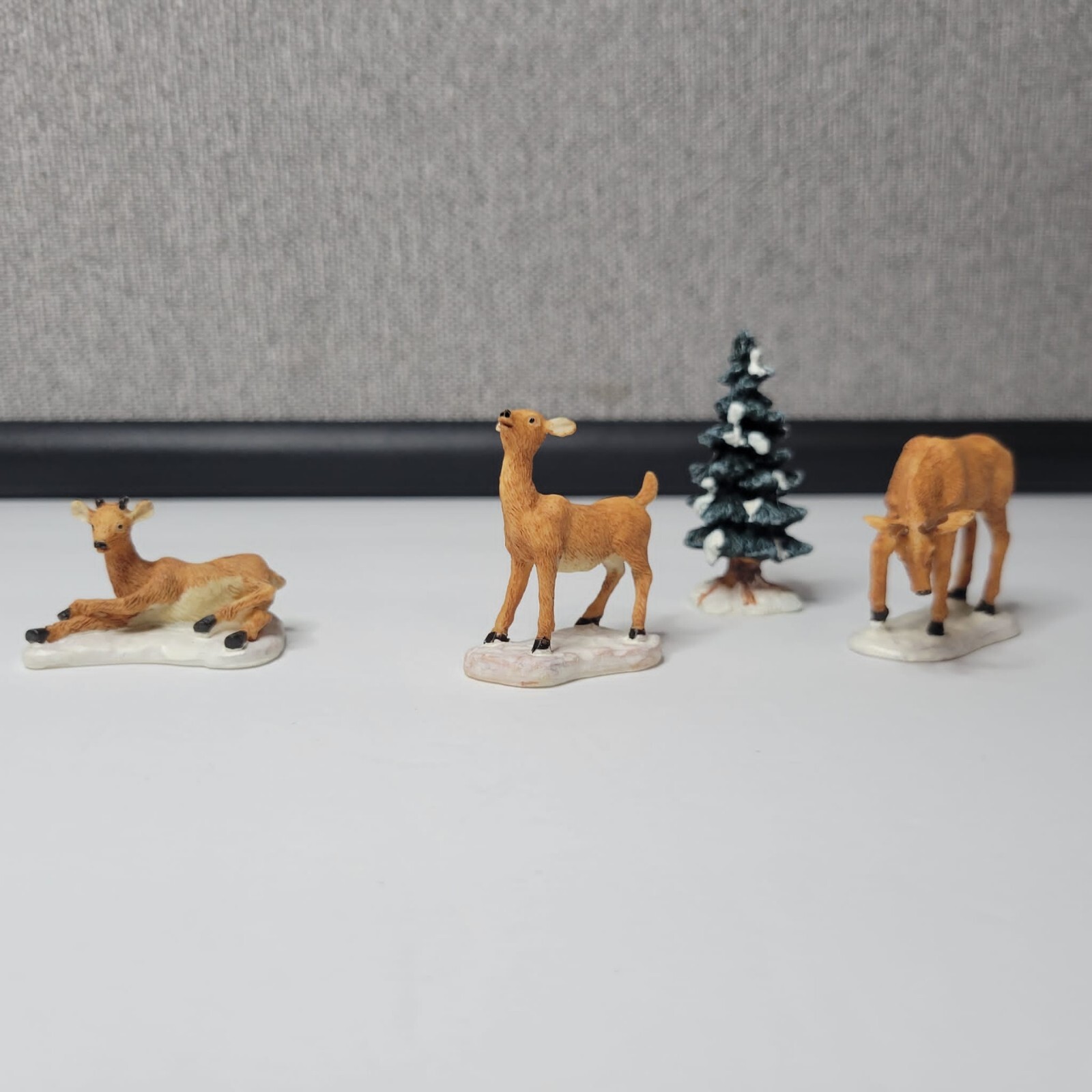 Enchanted Forest Dad and Fawns Poly-Resin Set Of 4 Figurine