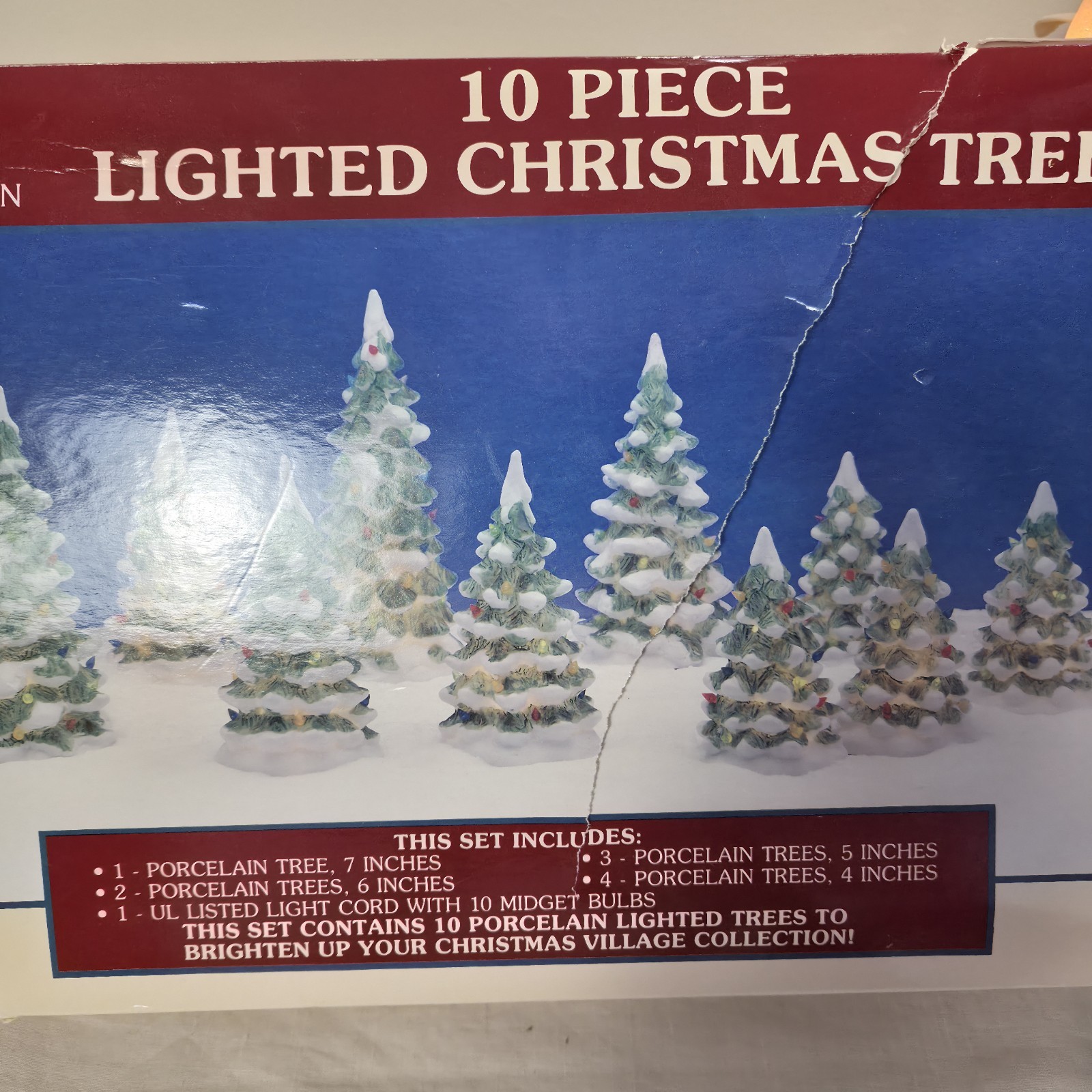 VTG Lemax Ceramic Christmas Trees Dickensvale Collectibles 10 PC Lighted Tested
