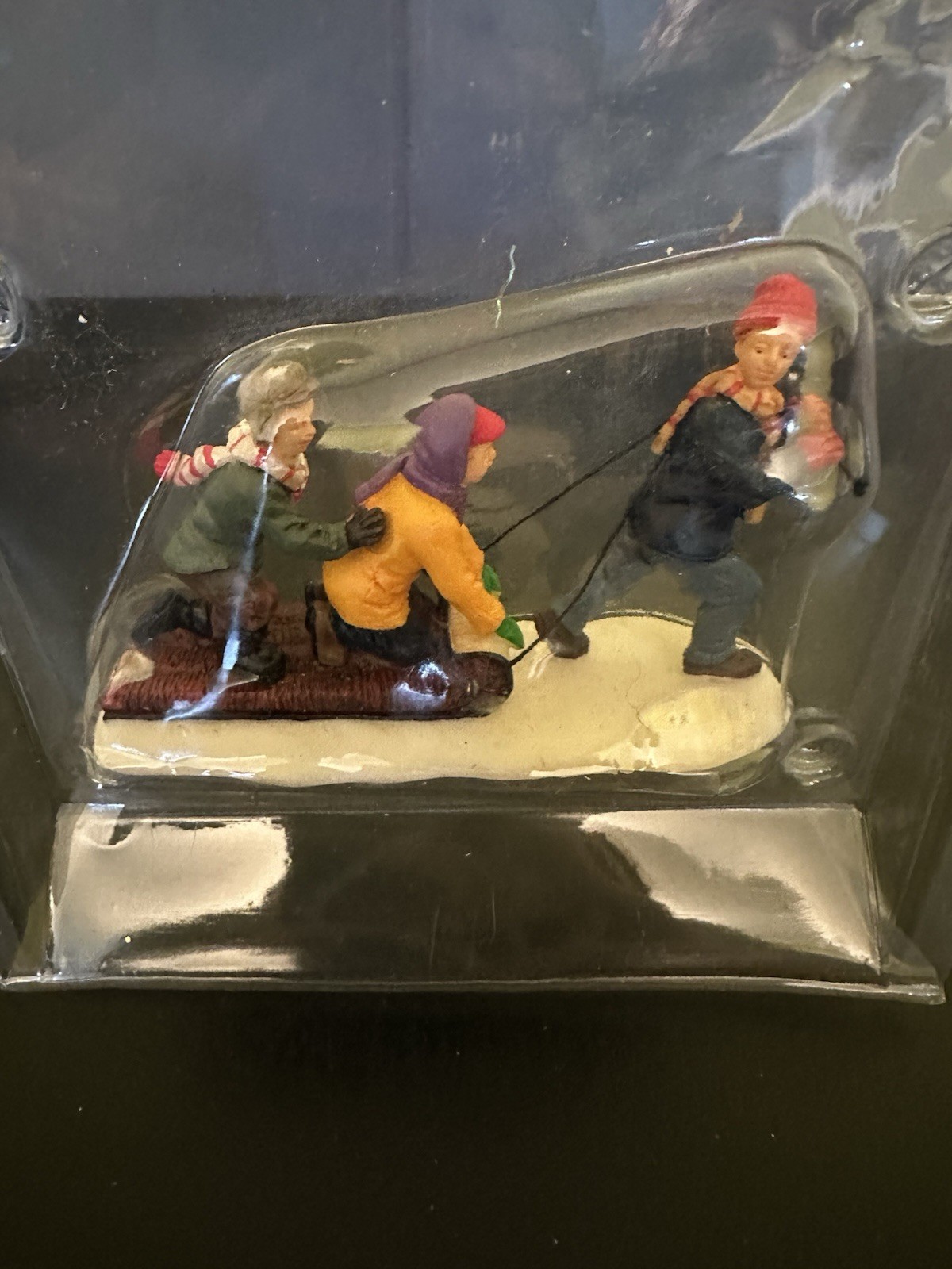 Lemax Christmas Village Town The Toboggan Tug 02418 Children Pulling On Sled