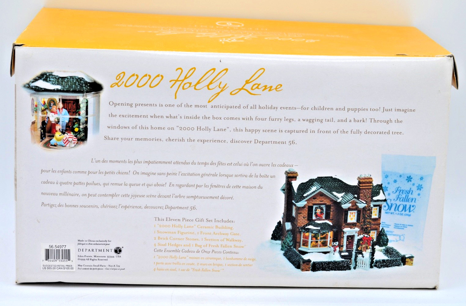 Department 56 The Original Snow Village – 2000 HOLLY LANE #54977 EUC 1999