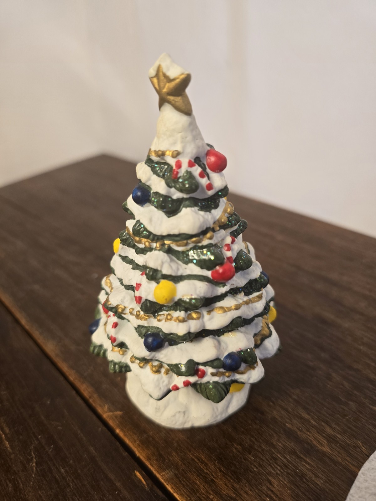 Vintage Ceramic Christmas Tree Figurine Village Scene Table Holiday Decor