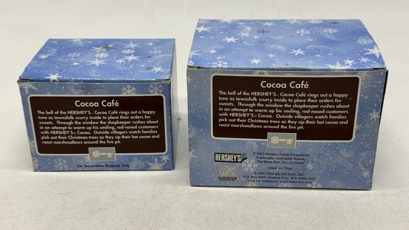 2001 Hershey’s Holiday Village Making Smores Tree Lot Christmas Figurine 2 LOT