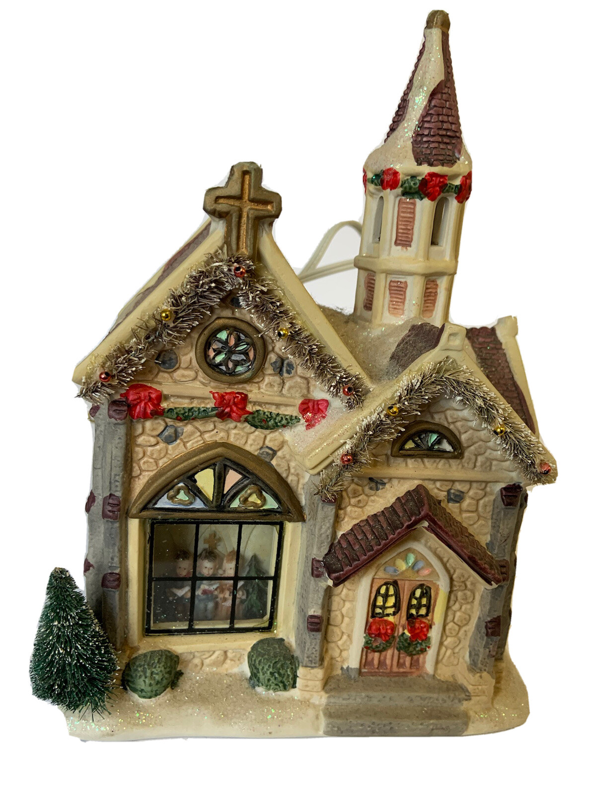 Porcelain Victorian Christmas Village Church Light Up Children’s Choir