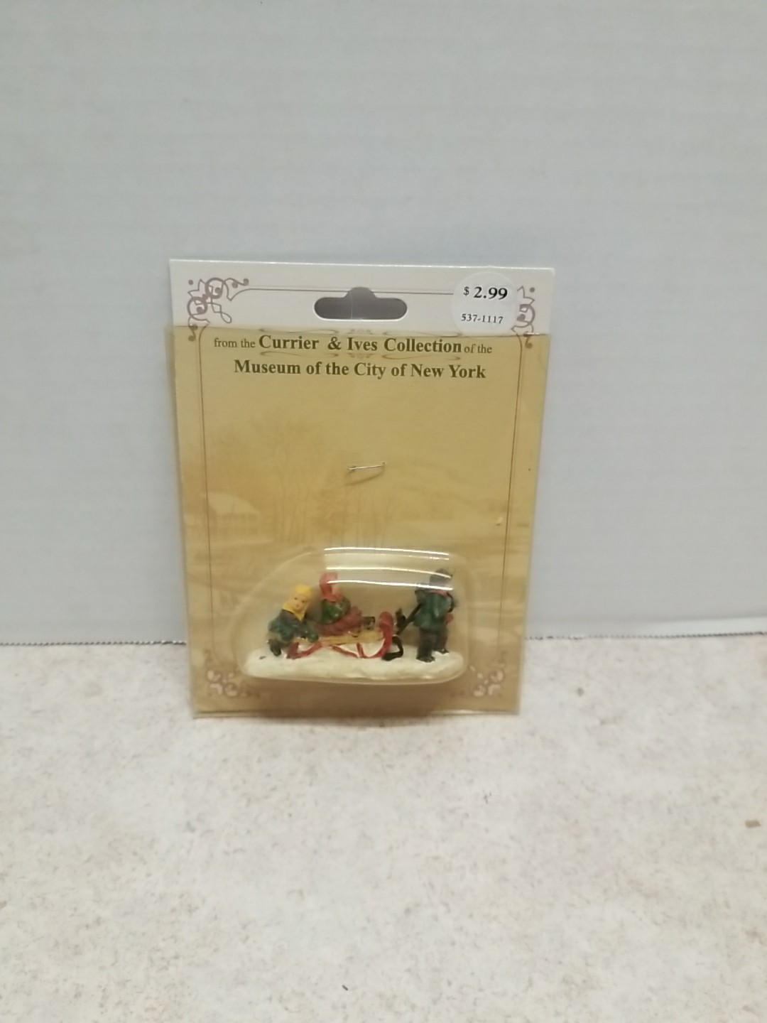 Currier And Ives Porcelain Children W Sled “Museum Of City Of New York “ 2000
