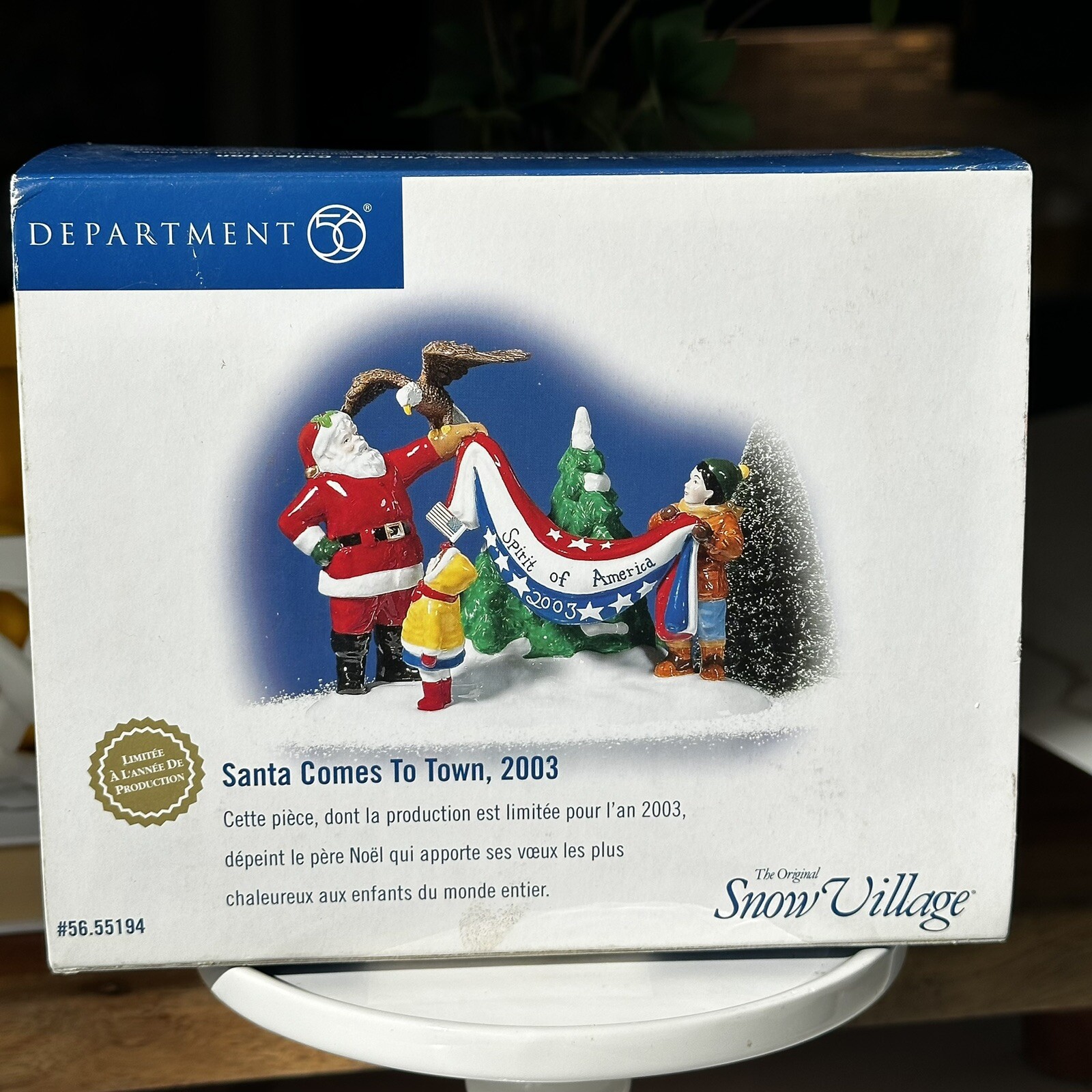 Dept 56 Snow Village Santa Comes To Town 2003 #56.55194 Christmas Patriotic