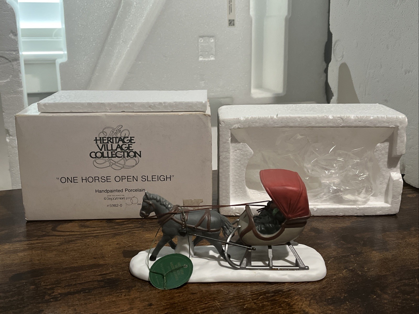 Dept 56 One Horse Open Sleigh Heritage Village Collection 1988 Collectible